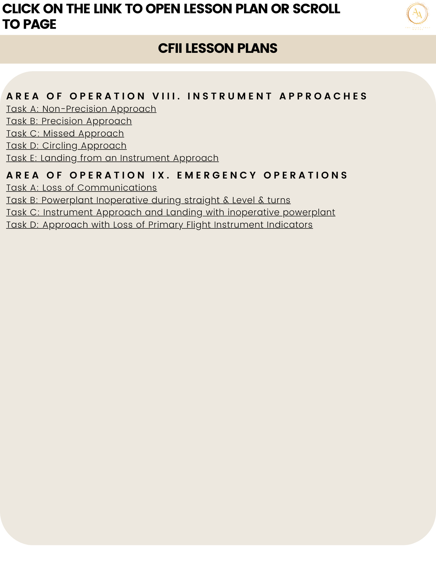 CFII Lesson plans - Airlines on Autopilot